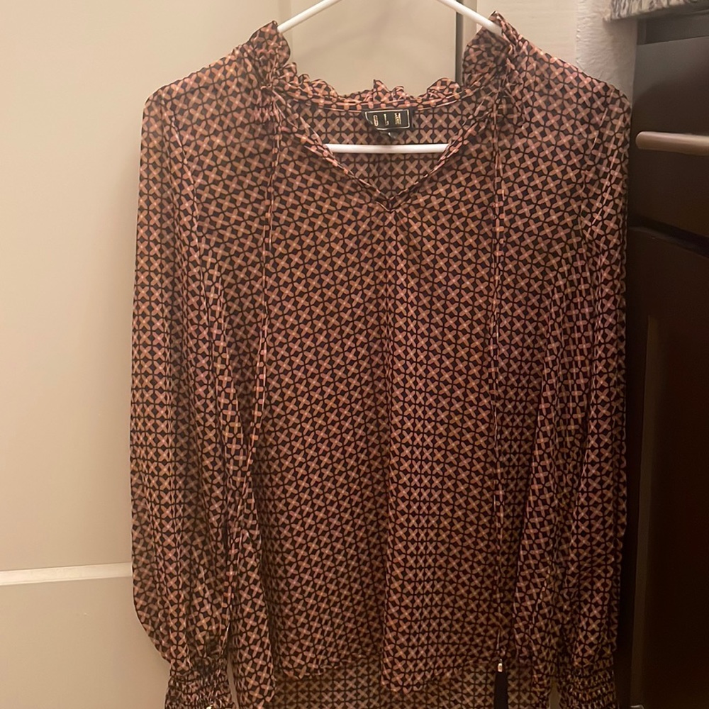 Sheer printed blouse size medium